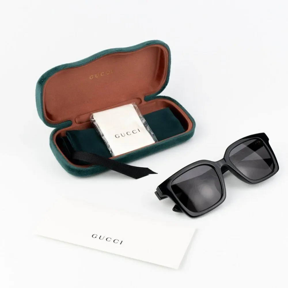 NEW Gucci GG1582SK 001 Black Grey Men Square Sunglasses GG 1582SK